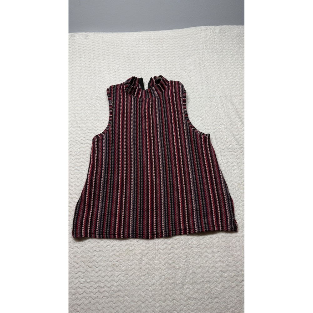 Postmark Anthropologie Womens Medium Mock Neck Textured Stripe Sleeveless Top